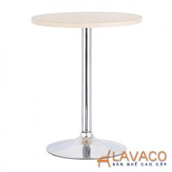 Bàn ăn bàn cafe tròn mặt gỗ, chân trụ mã T102 – góc 1