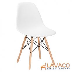 Bộ bàn ăn, cafe cho 6 người gồm bàn T108 0.8×1.2×0.75m và 6 ghế eames nhựa chân gỗ 207 mã T108- 207 – góc 3