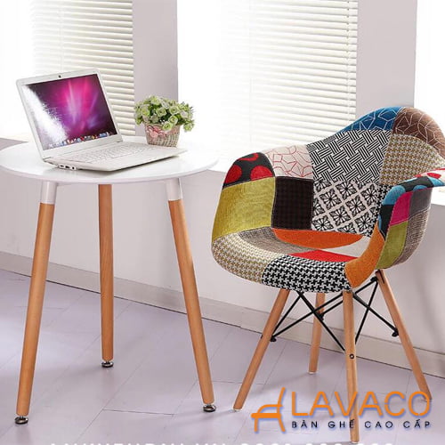bộ bàn ghế làm việc hiện đại Eames DAW Fabric bọ thổ cẩm Ghế cafe Eames Daw nệm bọc vải mã 209TC – góc 3