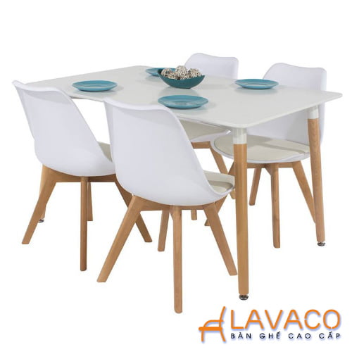 Bộ bàn ăn, bộ bàn cafe 4 ghế eames lót nệm hiện đại giá rẻ - Lavaco