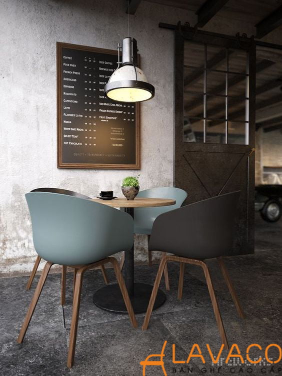 Ghế cafe hay lưng nhựa chân gỗ nhập khẩu đẹp