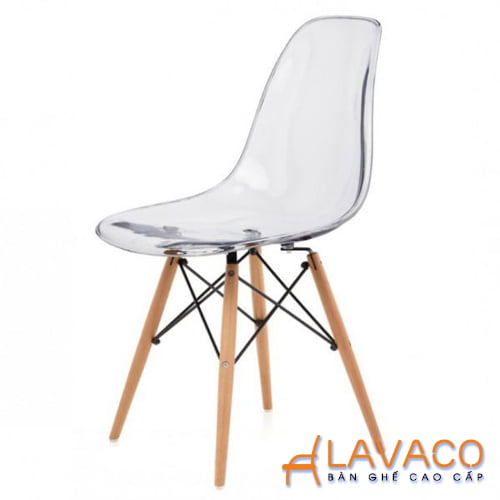 Bộ bàn ghế cafe tiếp khách hiện đại với ghế eames trong suốt - Lavaco