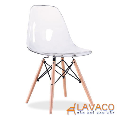 ghế ăn, ghế cafe lưng trong suốt đẹp Bộ bàn ghế cafe tiếp khách hiện đại với ghế eames trong suốt Lavaco – góc 5