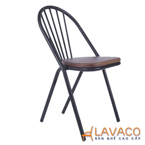 Ghế cafe khung sắt mặt gỗ ngoài trời
