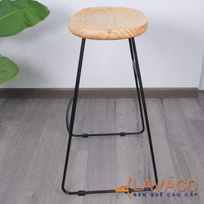 Ghế bar chân sắt mặt gỗ thiết kế đơn giản