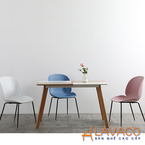 Bộ bàn ăn hiện đại nhập khẩu 2019 Ghế ăn, ghế cafe Beetle thân nhựa PP chân thép nhập khẩu mã 233A – góc 10