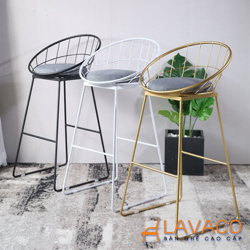 Ghế bar sắt đan hiện đại nhập khẩu Ghế bar, ghế bếp đảo sắt sơn tĩnh điện lót nệm nhập khẩu giá rẻ mã 439 – góc 7