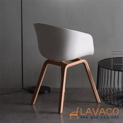 Ghế phòng ăn lưng nhựa bọc nệm phía trước, chân gỗ mã 234E – góc 2