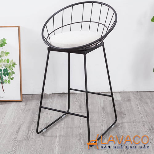 Royal Bar Stool phong cách hiện đại nhập khẩu giá rẻ Ghế bar, ghế bếp đảo sắt sơn tĩnh điện lót nệm nhập khẩu giá rẻ mã 439 – góc 2