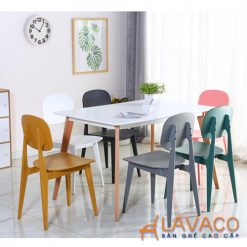 Bàn ghế phòng ăn hiện đại bàn tròn ghế nhựa có nệm – ảnh 1