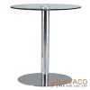 Bàn cafe tiếp khách mặt kính chân trụ inox - Mã : T114K
