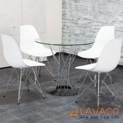Bộ bàn tròn tiếp khách mặt kính cường lực - Mã: T167-80-4x206