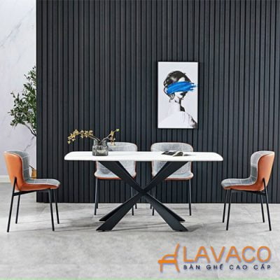 Bộ bàn ăn mặt đá nhập khẩu cao cấp Lavaco