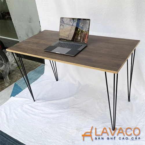 Bàn làm việc khung sắt mặt gỗ