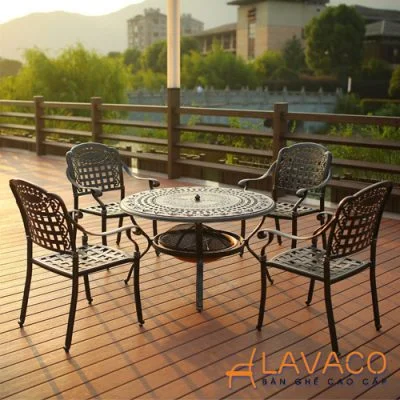 Bộ bàn ghế nhôm đúc BBQ ngoài trời
