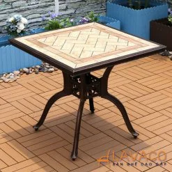 Bàn ngoài trời mặt đá vuông nhập khẩu
