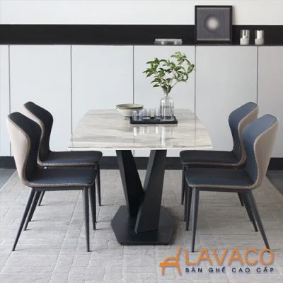 Bộ bàn ăn mặt đá chân chữ X 4 ghế