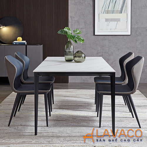 Bộ bàn ăn 4 ghế mặt đá hiện đại nhập khẩu LAVACO [MẪU HOT 2021]