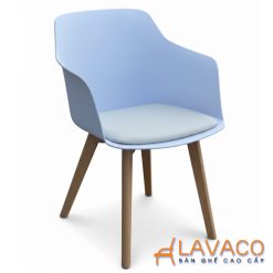 Ghế nhựa cafe lót nệm chân gỗ- Mã: 2215G