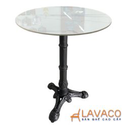 Bàn cafe tròn mặt đá chân gang trụ đúc - Mã T1535D