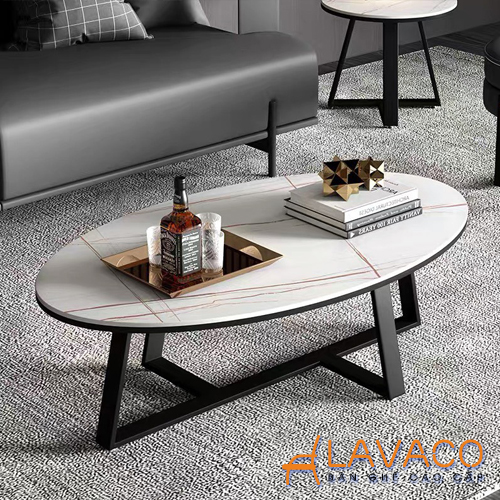 Bàn sofa mặt đá hình Oval mã S738A