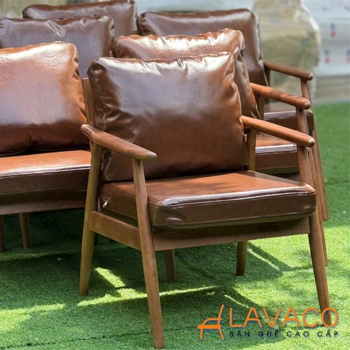 Ghế sofa cafe chân tiện bọc nệm khung gỗ S2313