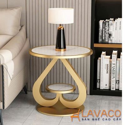 Bàn góc sang trọng mặt đá chân sơn tĩnh điện