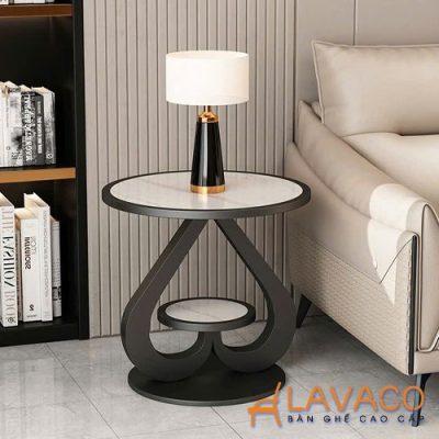 Bàn góc sang trọng mặt đá chân sơn tĩnh điện