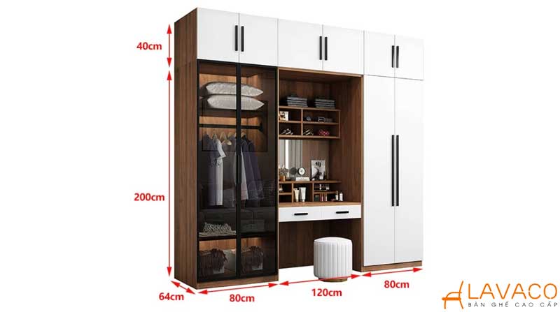 7 mẫu tủ quần áo kết hợp bàn trang điểm đẹp nhất 2025