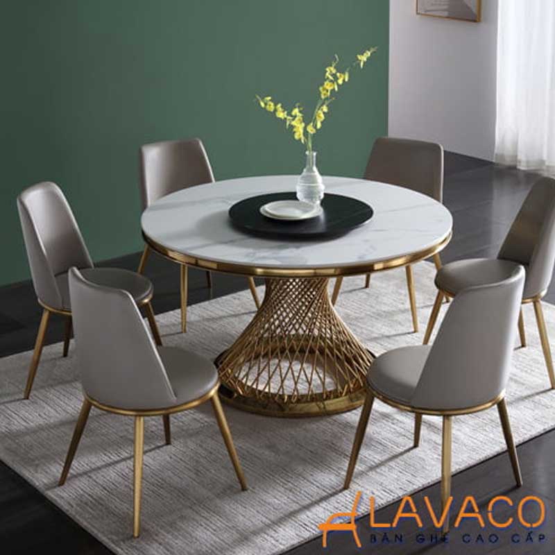 6 mẫu bàn ăn tròn xoay 6 ghế hiện đại, tiện nghi và sang trọng