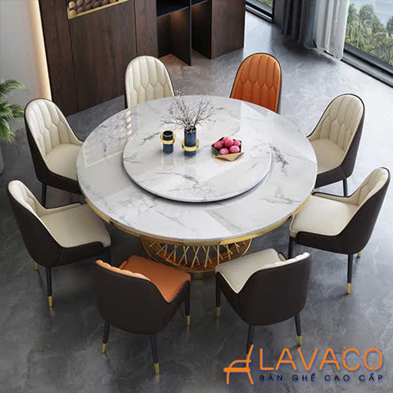 6 mẫu bàn ăn tròn xoay 6 ghế hiện đại, tiện nghi và sang trọng
