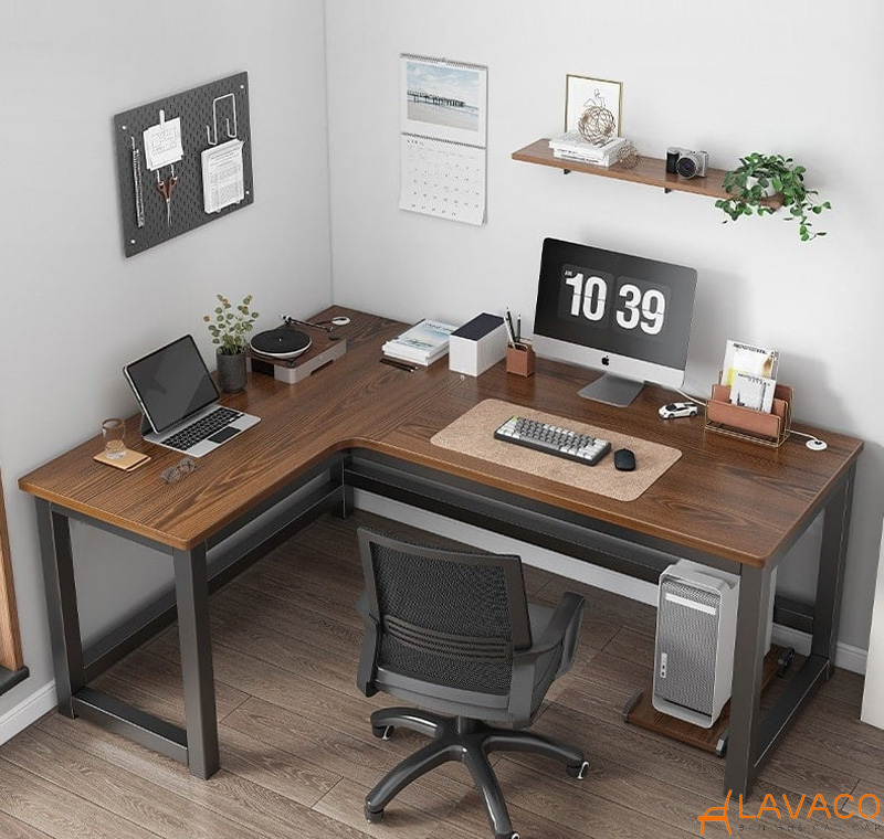 4+ mẫu bàn làm việc góc tường chữ L đẹp, tiện ích và hiện đại