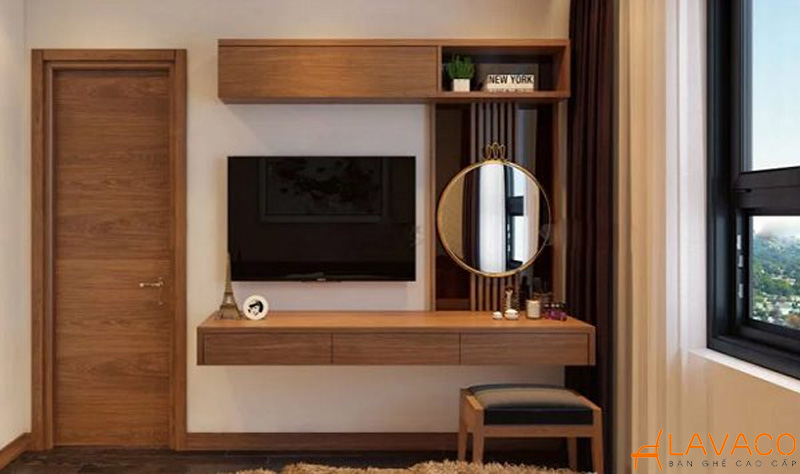 12 Mẫu kệ tivi kết hợp bàn trang điểm thông minh, độc đáo