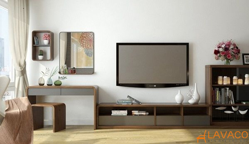 12 Mẫu kệ tivi kết hợp bàn trang điểm thông minh, độc đáo