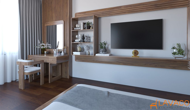 12 Mẫu kệ tivi kết hợp bàn trang điểm thông minh, độc đáo