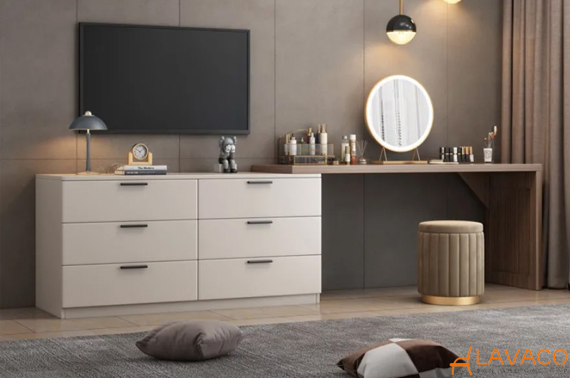 12 Mẫu kệ tivi kết hợp bàn trang điểm thông minh, độc đáo
