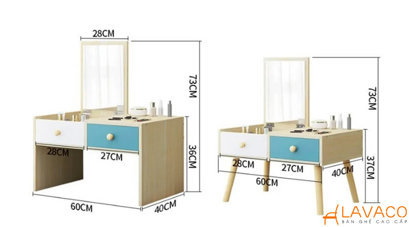 Kích thước bàn trang điểm tiêu chuẩn phù hợp không gian