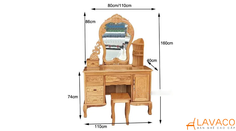 Kích thước bàn trang điểm tiêu chuẩn phù hợp không gian