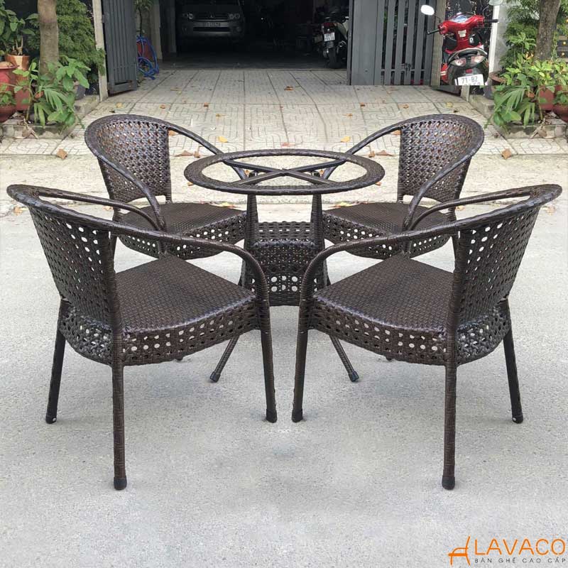 TOP 15 mẫu bàn ghế cafe nhựa giả mây đẹp nhất hiện nay