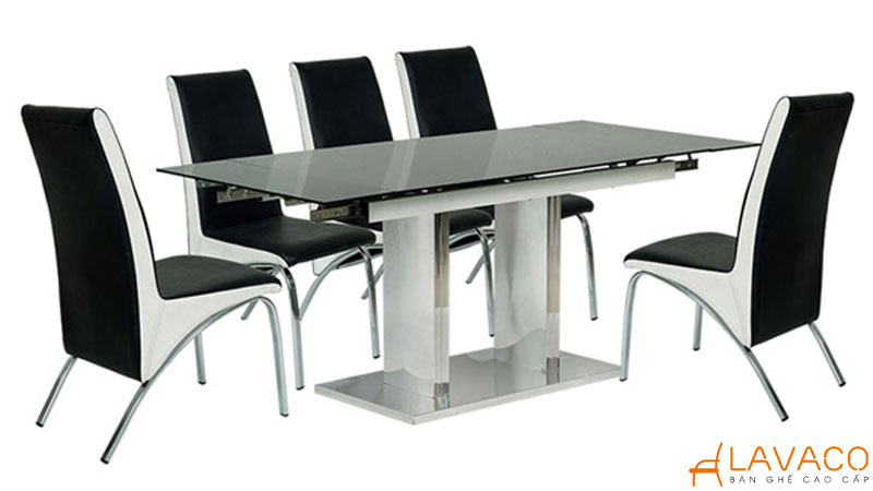 Bộ bàn ăn inox nguyên khối chữ nhật hiện đại