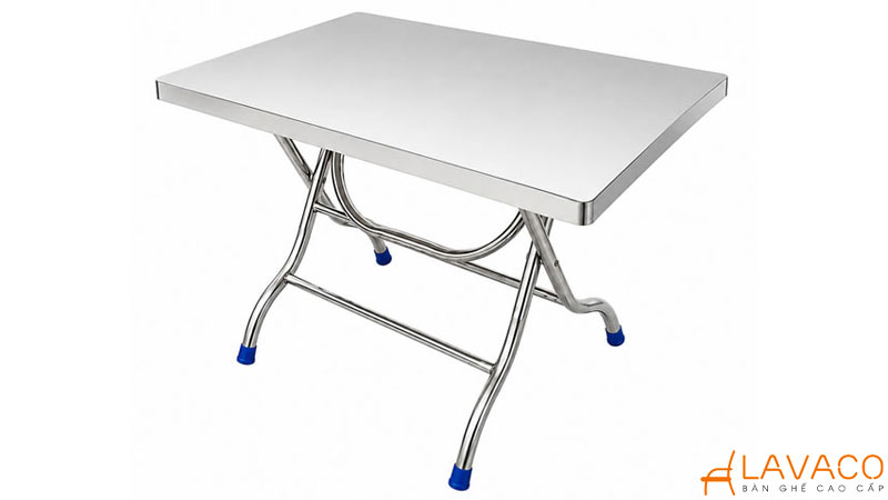 Bàn chữ nhật inox chân xếp gọn