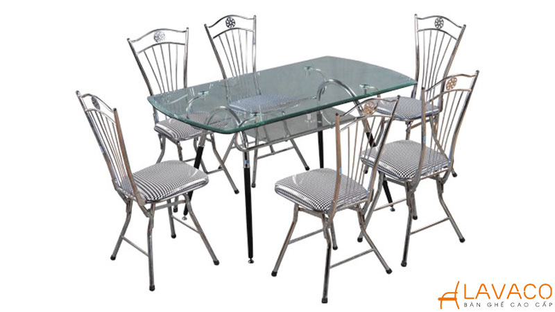 Bàn inox mặt kính cường lực