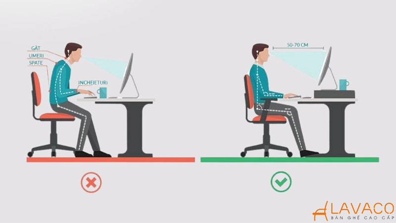 Tư thế ngồi đúng khi làm việc với máy tính giúp giảm đau mỏi