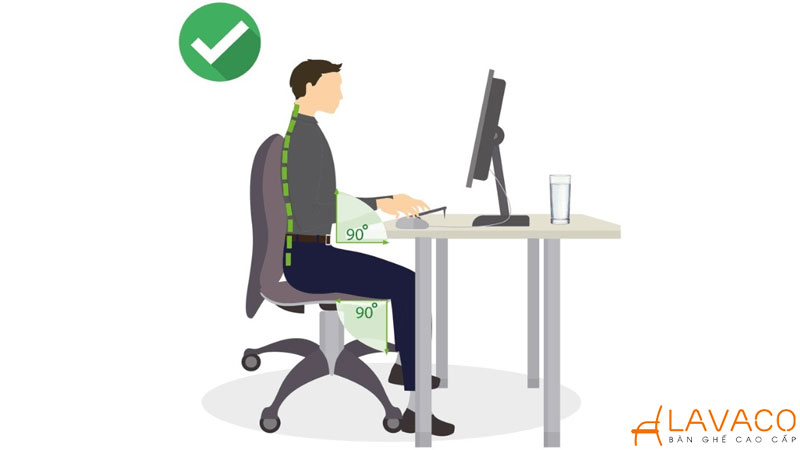 Tư thế ngồi đúng khi làm việc với máy tính giúp giảm đau mỏi