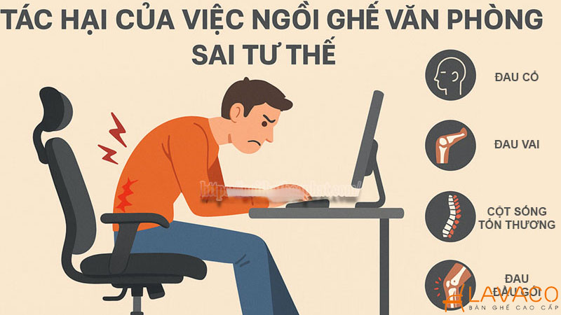 Tư thế ngồi đúng khi làm việc với máy tính giúp giảm đau mỏi