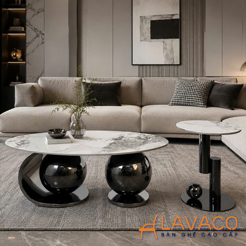 Bàn trà sofa đôi mặt đá chân inox Ban-tra-sofa-doi-mat-da-chan-inox