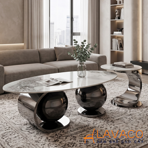 Bộ bàn sofa đôi mặt đá chân inox cao cấp Bo-ban-sofa-doi-mat-da-chan-inox-cao-cap