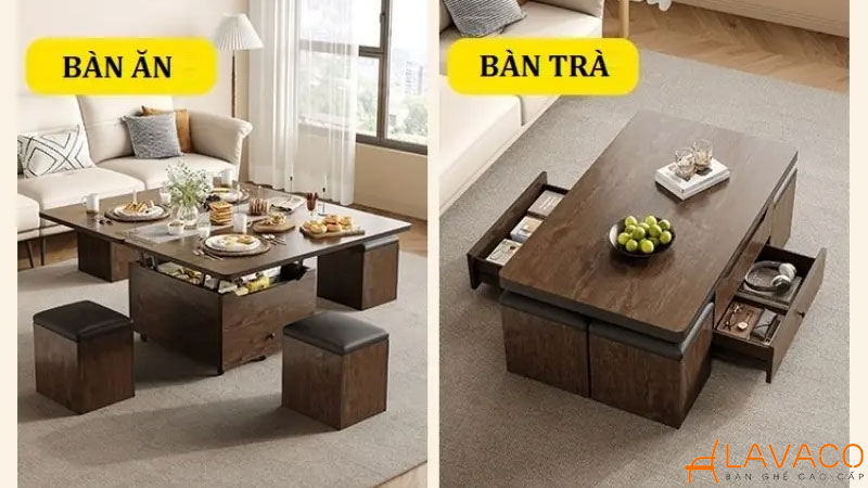 Bàn trà kết hợp bàn ăn thông minh.
