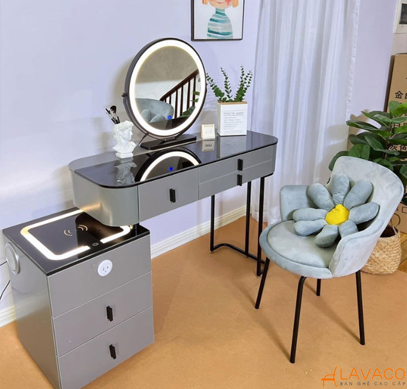Bàn trang điểm kết hợp bàn làm việc mặt kính