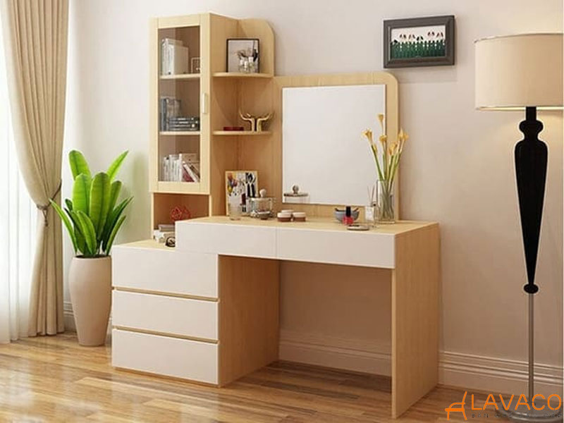 Bàn làm việc kết hợp bàn trang điểm màu trung tính